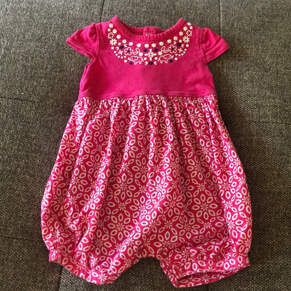 CARTERS 12 mth girls pink elephant romper
